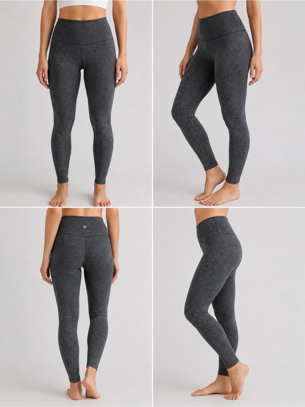 Lululemon Wunder Under Luon Heathered Charcoal Gray Leggings Size 6